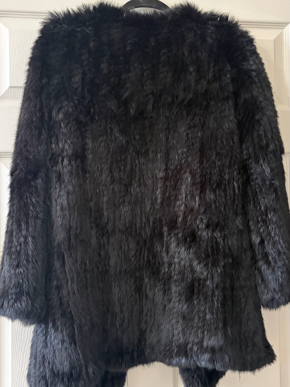 Classic Black Rabbit Fur Jacket - Women’s Plush Coat - Picture 6 of 7